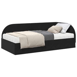 vidaXL Estrutura de Cama de Canto com Colch&atilde;o 2 pcs Preto Veludo