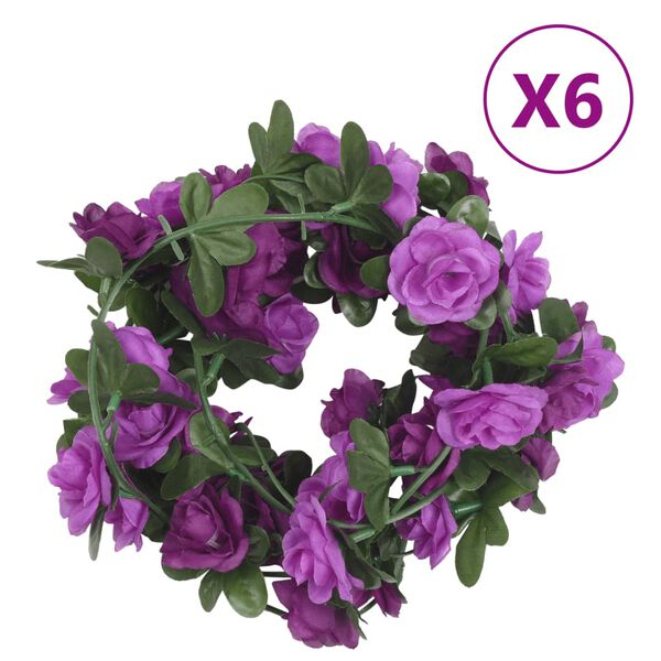vidaXL Grinaldas de flores de Natal 6 pcs 240 cm roxo claro