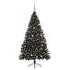 vidaXL &Aacute;rvore de Natal Artificial Pr&eacute;-iluminada Preto 210 cm PVC