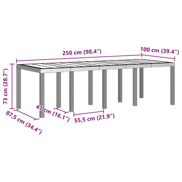 vidaXL Conjunto de Jantar para Jardim 9 pcs Cinzento-claro Rattan Polt