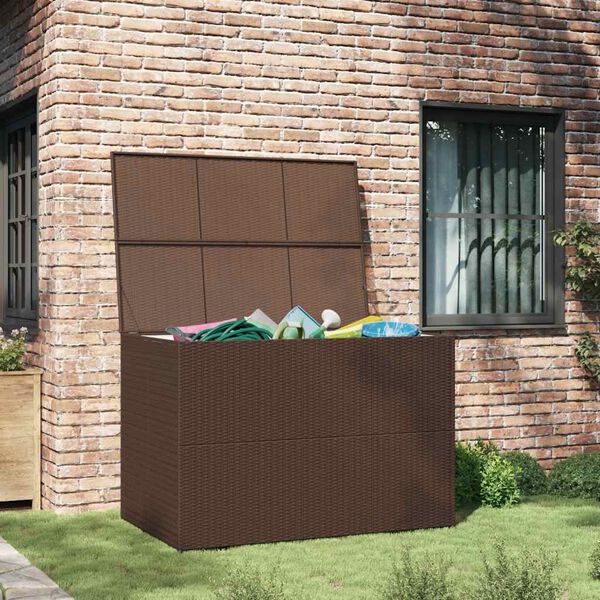 vidaXL Caixa de arrumação para jardim 150x100x100 cm vime PE castanho
