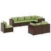 vidaXL 8 pcs conjunto lounge de jardim c/ almofad&otilde;es vime PE castanho