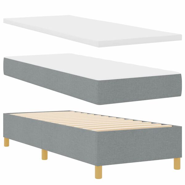 vidaXL Cama Box com colch&atilde;o Cinzento-claro 80 x 200 cm tecido