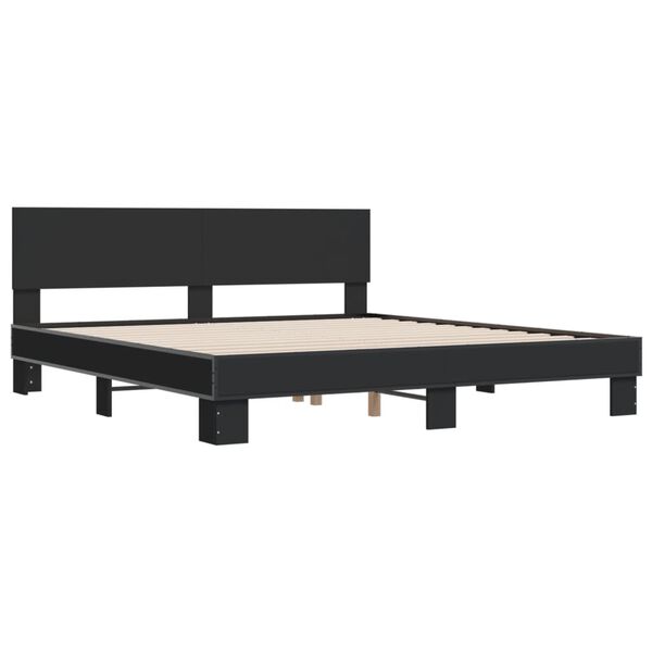 vidaXL Estrutura de cama 200x200 cm derivados de madeira/metal preto