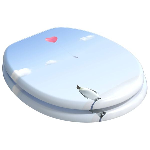 vidaXL Assento de Vaso Sanit&aacute;rio Azul 44 x 38 cm Placa de MDF