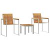 vidaXL Espregui&ccedil;adeira 3 unid. Madeira Teak S&oacute;lida e A&ccedil;o Inoxid&aacute;vel