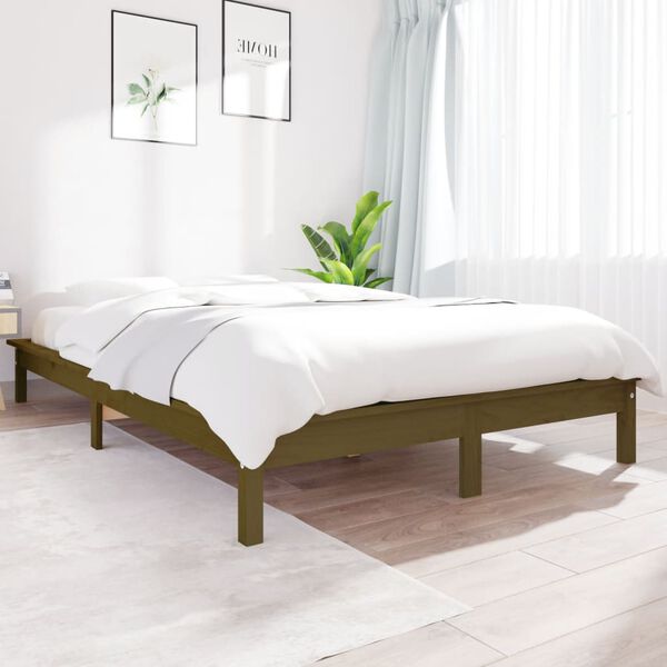 vidaXL Estrutura cama super king 180x200 cm pinho maci&ccedil;o castanho mel