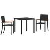 vidaXL Conjunto de Jantar para Jardim 3 unid. Preto A&ccedil;o revestido a p&oacute;