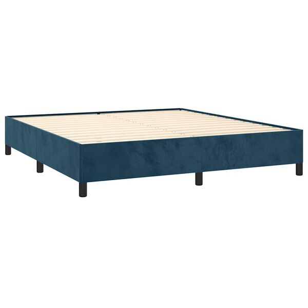 vidaXL Estrutura de cama sem colch&atilde;o 160x200 cm veludo azul-escuro