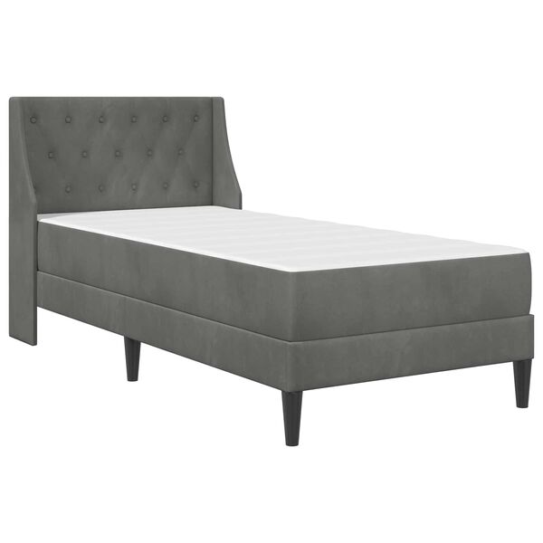 vidaXL Estrutura de cama com colch&atilde;o Cinza Escuro 90 x 200 cm Veludo