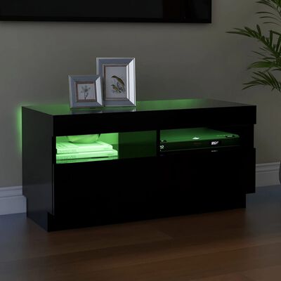 vidaXL Móvel de TV com luzes LED 80x35x40 cm preto