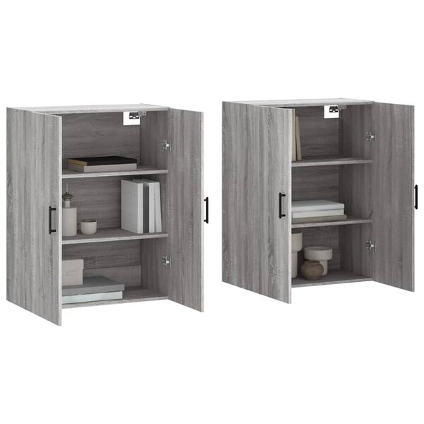 vidaXL Arm&aacute;rios de parede 2 pcs 69,5x34x90 cm cinzento sonoma