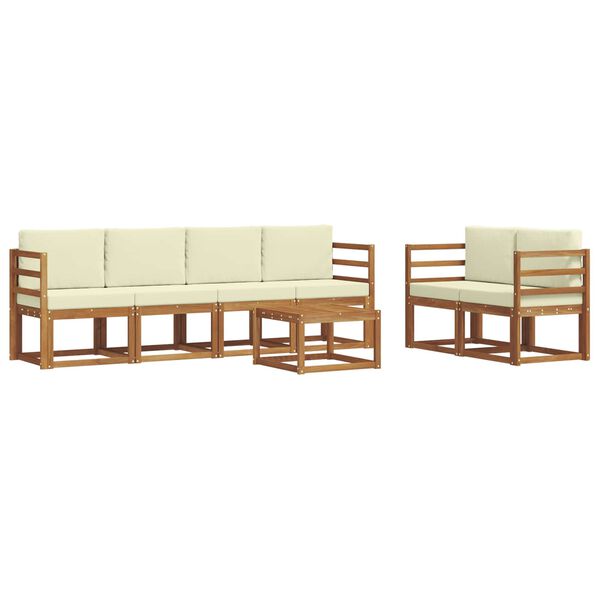 vidaXL Conjunto de Sof&aacute;s para Exterior 7 pcs Natural e Creme