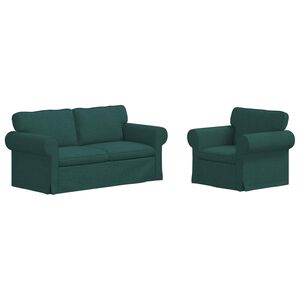 vidaXL Sof&aacute; 2 pcs Verde Escuro