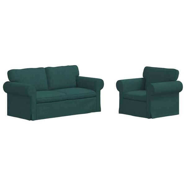 vidaXL Sof&aacute; 2 pcs Verde Escuro