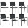 vidaXL Cadeiras jardim 6 pcs 54x62,5x89 cm vime PE preto