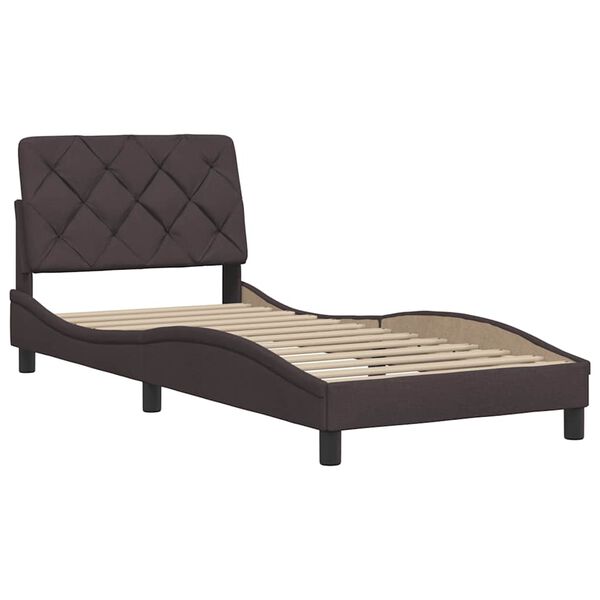 vidaXL Estrutura de cama sem colch&atilde;o 90x190 cm tecido castanho-escuro