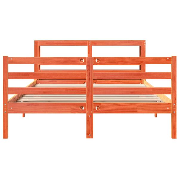 VidaXL Cama sem colch&atilde;o 140x190 cm pinho maci&ccedil;o castanho-mel