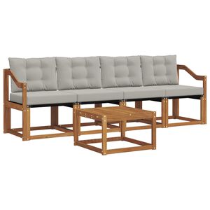 vidaXL Conjunto de Sof&aacute;s para Exterior 5 pcs Cinza Natural e Claro