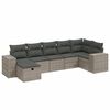 vidaXL 7 pcs conjunto sof&aacute;s p/ jardim c/ almofad&otilde;es vime PE cinzento