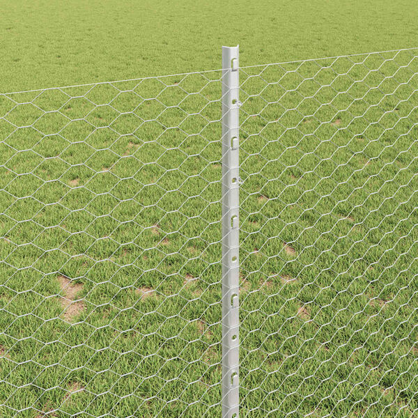 vidaXL Cerca com Poste Prateado 1 x 50 m A&ccedil;o