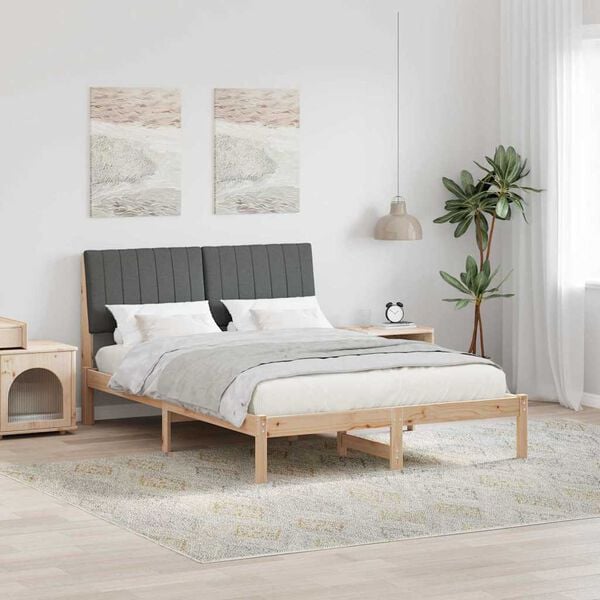 vidaXL Estrutura da Cama com cabeceira Cinza Escuro 140 x 200 cm