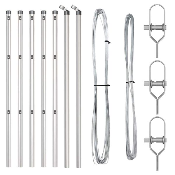 vidaXL Poste de Cerca 7 pcs Prateado A&ccedil;o