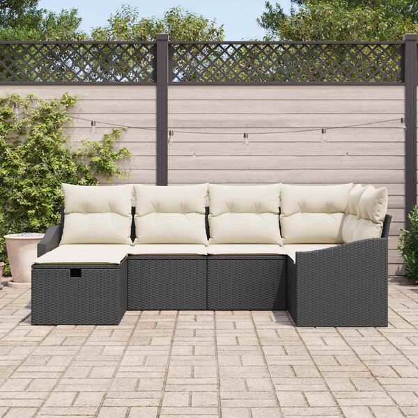 vidaXL Conjunto de Sof&aacute; de Jardim 6 pcs Preto 55 x 62 x 69 cm