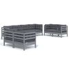 vidaXL 8 pcs conjunto lounge de jardim c/ almofadões pinho maciço