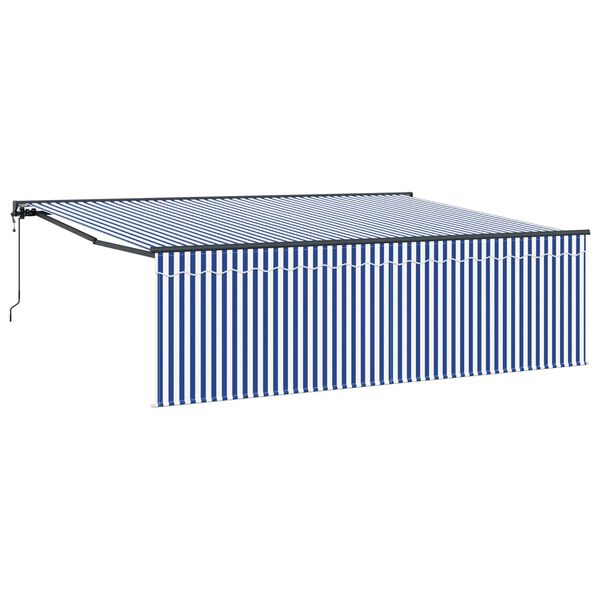 vidaXL Toldo Retr&aacute;til Azul e Branco 400 &times; 300 cm Poli&eacute;ster e Alum&iacute;nio