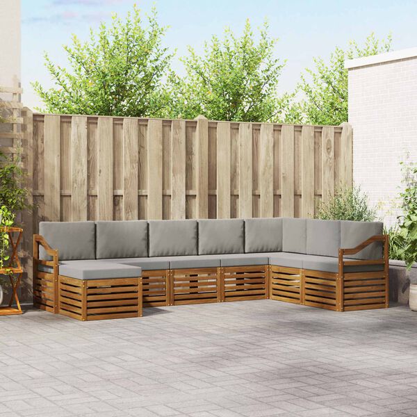 vidaXL Conjunto de Sof&aacute; Sectional 8 pcs Cinza Natural e Claro