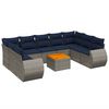 vidaXL Conjunto de sof&aacute; de jardim com 10 pe&ccedil;as e almofadas em rattan sint&eacute;tico cinza