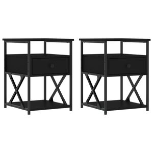 vidaXL Mesa de cabeceira 2 pcs 40x42x55 cm derivados de madeira preto
