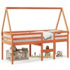 vidaXL Cama alta com telhado 90x200 cm pinho maci&ccedil;o castanho-mel