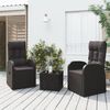 vidaXL 3 pcs conjunto lounge de jardim vime PE e a&ccedil;o preto