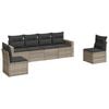 vidaXL 6 pcs conj. sof&aacute;s jardim com almofad&otilde;es vime PE cinzento-claro