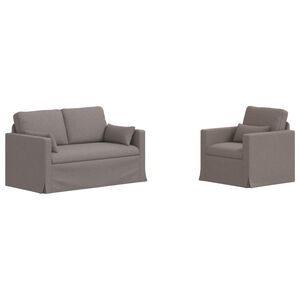 vidaXL Sof&aacute; 2 pcs Cinzento-acastanhado 139 x 78 x 80 cm tecido