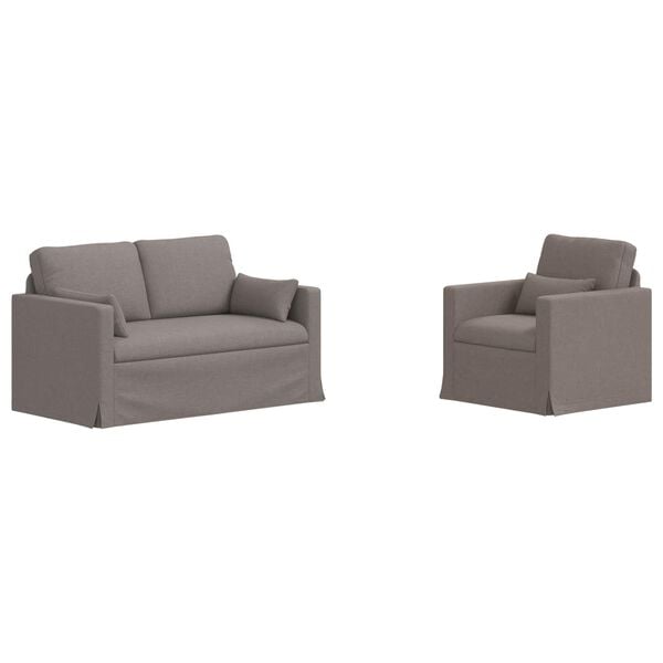 vidaXL Sof&aacute; 2 pcs Cinzento-acastanhado 139 x 78 x 80 cm tecido