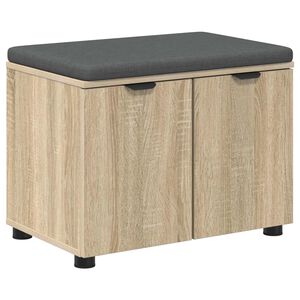 vidaXL Banco de Hall com almofada Carvalho Sonoma 60 x 38 x 46 cm