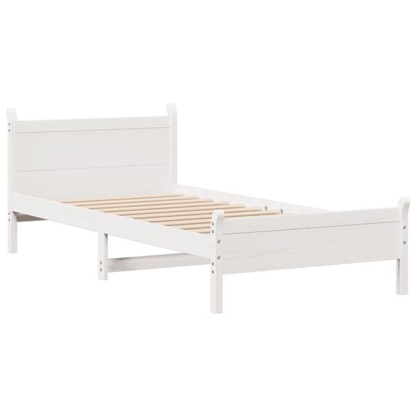 vidaXL Cama sem colch&atilde;o 90x190 cm madeira de pinho maci&ccedil;a branco