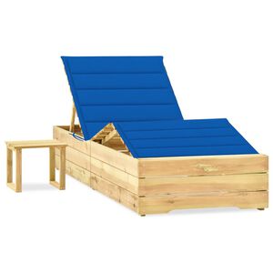 vidaXL Espregui&ccedil;adeira de jardim com mesa e almofad&atilde;o pinho impregnado