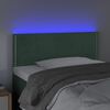 vidaXL Cabeceira de cama c/ luzes LED veludo 80x5x78/88cm verde-escuro