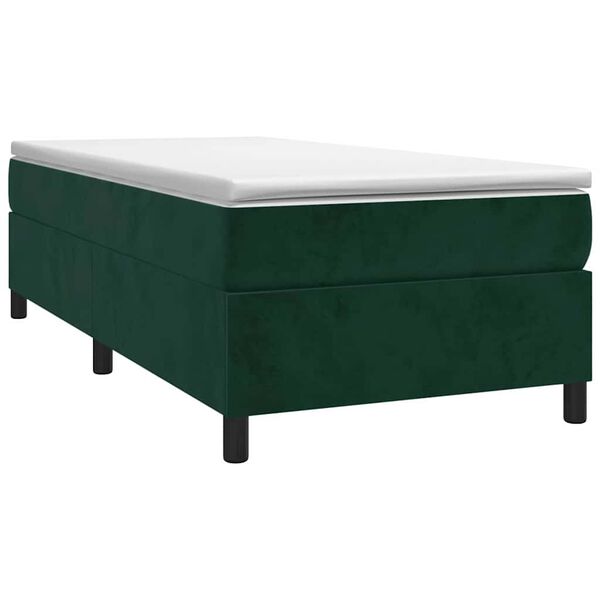 vidaXL Cama com molas/colch&atilde;o 80x200 cm veludo verde-escuro