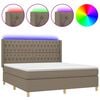 vidaXL Cama box spring colch&atilde;o/LED 160x200 cm tecido cinza-acastanhado