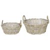 vidaXL Cesta de Plantas GENDT 2 unid. Cinza Natural Rattan Kubu