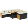 vidaXL 10 pcs conjunto sof&aacute;s de jardim c/ almofad&otilde;es vime PE preto