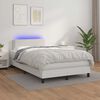 vidaXL Cama box spring c/colch&atilde;o/LED 120x190cm couro artificial branco