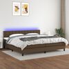 vidaXL Cama box spring c/ colch&atilde;o/LED 200x200cm tecido castanho-escuro