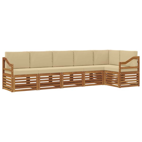 vidaXL Conjunto de Sof&aacute; Sectional com almofada 6 pcs Natural e Bege