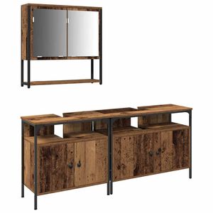 vidaXL Conjunto de M&oacute;veis para Banheiro com prateleira 3 pcs Castanho